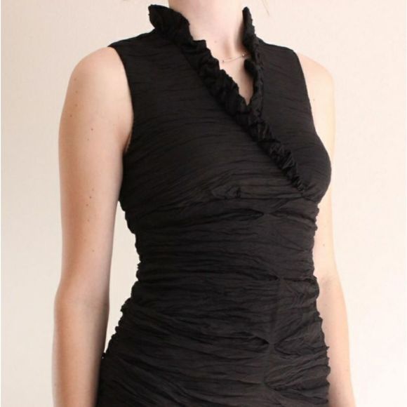 NWT CALVIN KLEIN BODY CON RUCHED BLACK DRESS SZ 6 - Picture 1 of 5